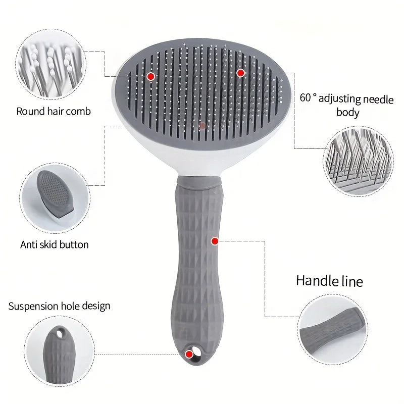 Self-Cleaning Pet Grooming Brush (Hair Removal Comb for Dogs & Cats)